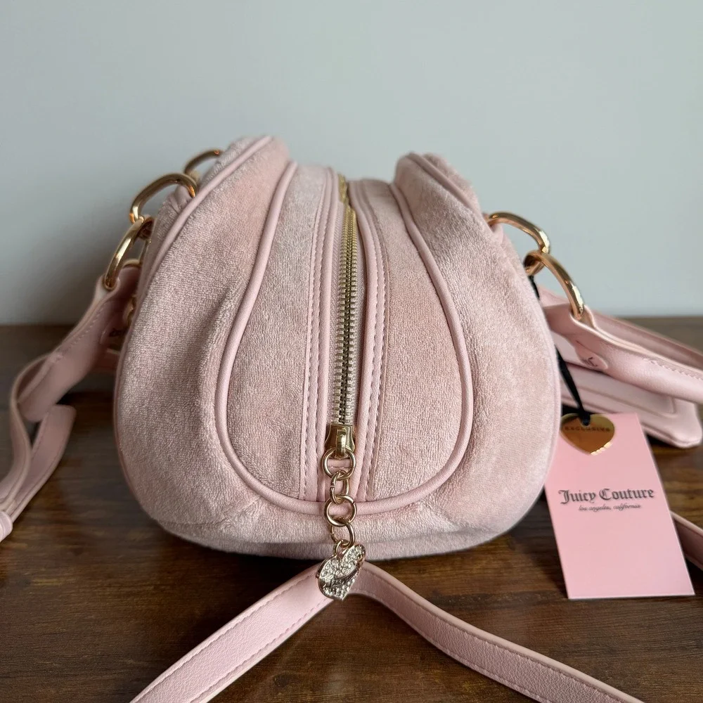 New Juicy Couture Angel Satchel Light Pink Crossbody Handbag Sequin Y2K Cute